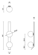 Fizi Double Ball Wall Sconce with kick